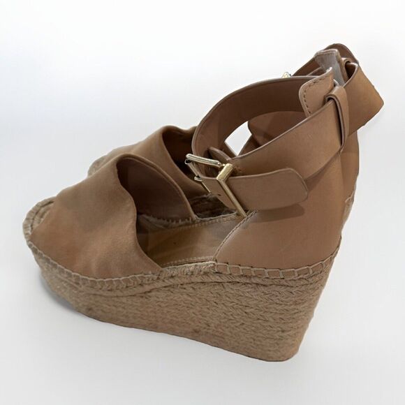 Giani Bini Ankle Strap Wedge High Heel Espadrille Tan Leather Size 8.5 M Sandals - Picture 2 of 11